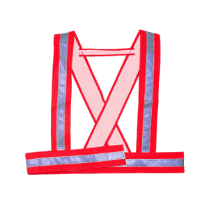 Arnês de grande visibilidade, de material combinado, cor vermelho.