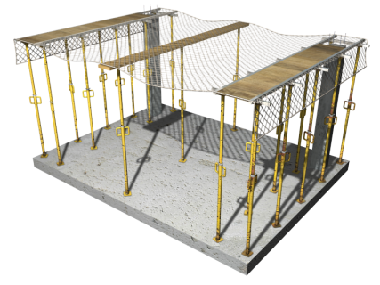 Rede de protecção sob laje com sistema de cofragem parcial Rede de protecção sob laje com sistema de cofragem parcial
