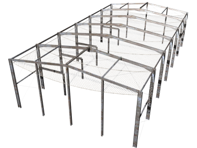 Sistema S de rede de segurança fixa colocada horizontalmente Sistema S de rede de segurança fixa colocada horizontalmente